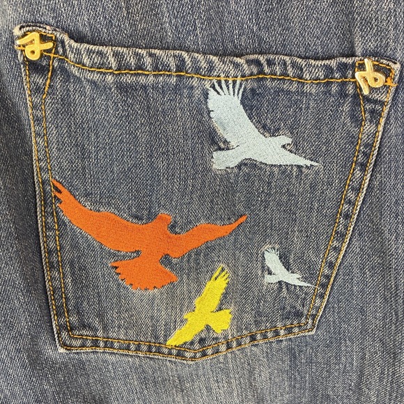 Jigga Wear Jeans Men's‎ Sz 34 Blue Green Orange Birds Embroidered Rare Vtg Y2K - Picture 5 of 16